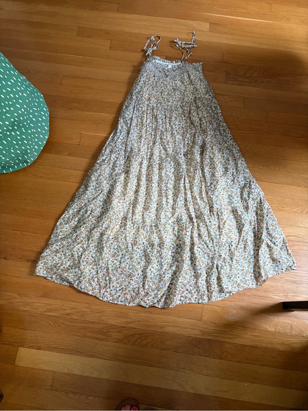 Blu Pepper Cream Maxi Skirt with Yellow & Green Floral